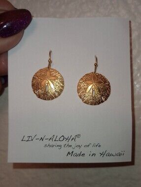 18k Gold Dipped Sand Dollar Dangle Earrings